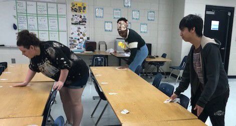 PHOTO: AHS SkillsUSA sanitizes desks